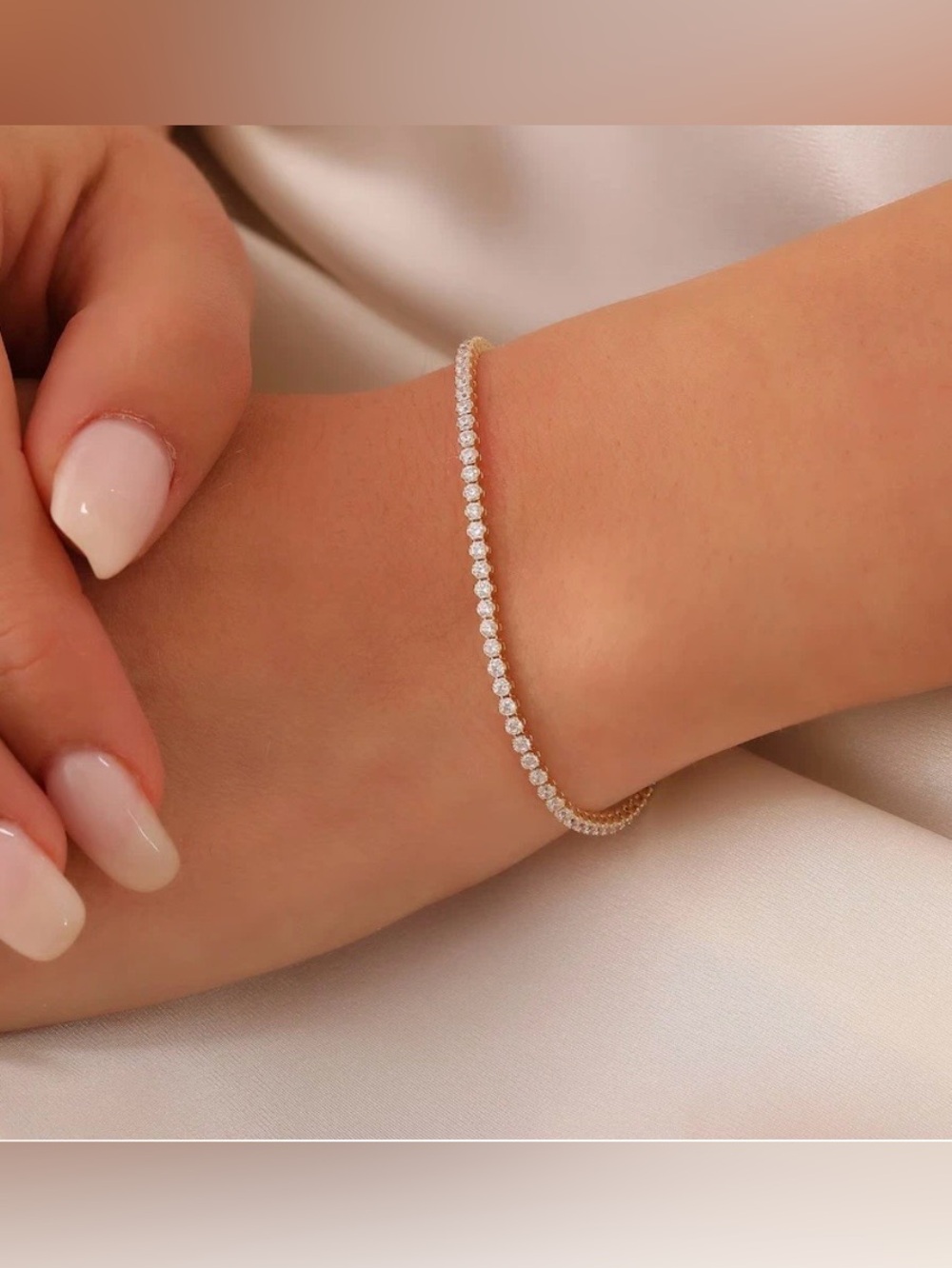 2MM Round Cut CZ & Yellow Gold Plated Tennis Bracelet 6 Inches In Length
